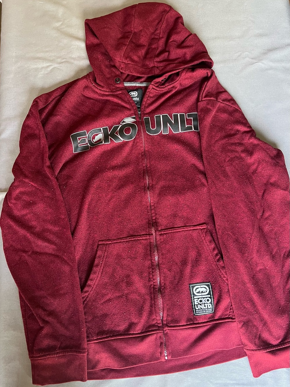 Ecko Unlimited Men's Burgundy Full-Zip Hoodie